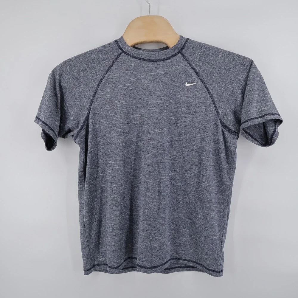 Nike Dri-FIT UPF 40+ Raglan Sleeve Swim T-Shirt Blue Heather Mens Large‎